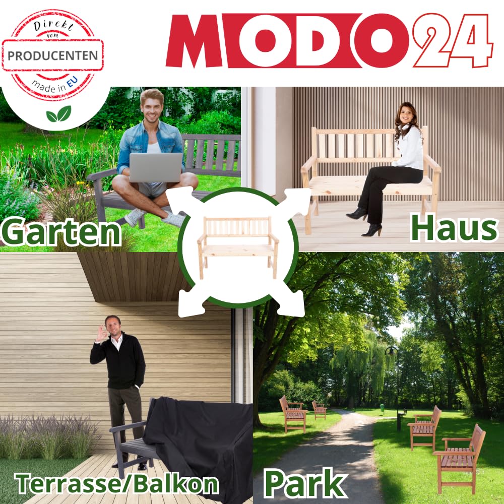 Gartenbank aus Holz, Schutzhülle aus PVC, Parkbank, Gartenmöbel, Sitzbank, Bank Friesenbank, Holzbank, 2-Sitzer, In- & Outdoor, FSC-Holz, Abmessungen 90x117x70 cm, Farbe: Grau