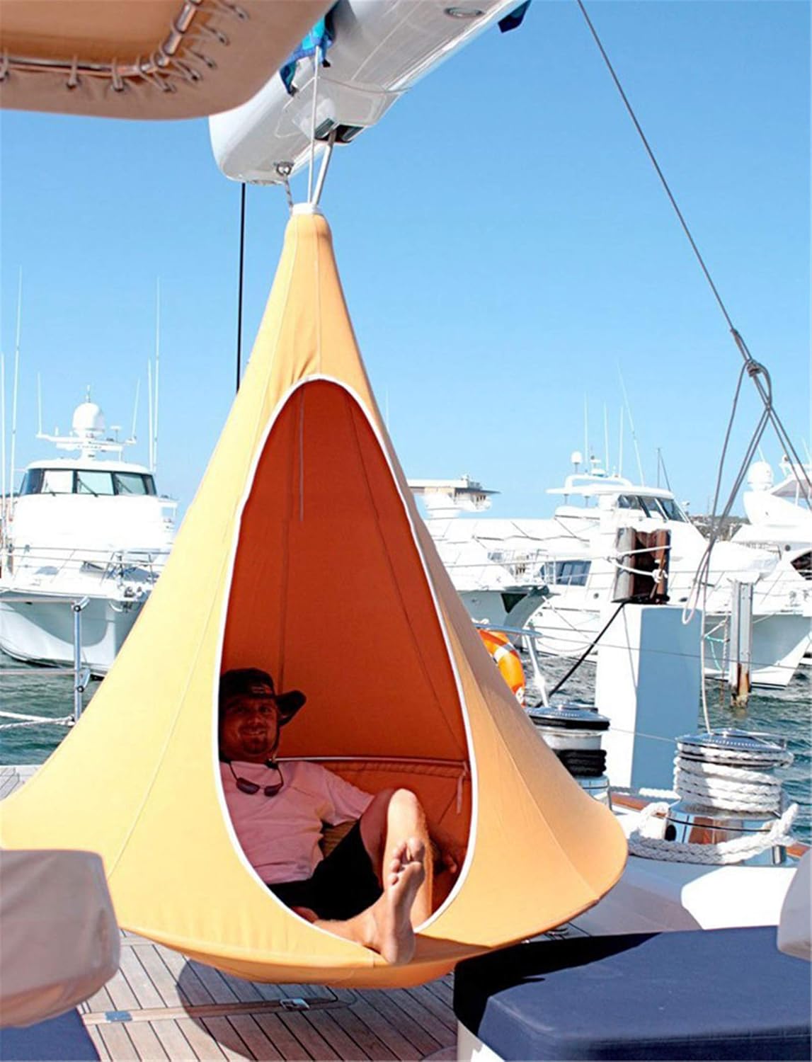 Portable Hammock Chair Hanging Tree Tent Swing Chair Nook Kids Nest Hanging Seat Hammock for Indoor Outdoor, Great for Children, Max Capacity 200kg,White,100cm110cm//399