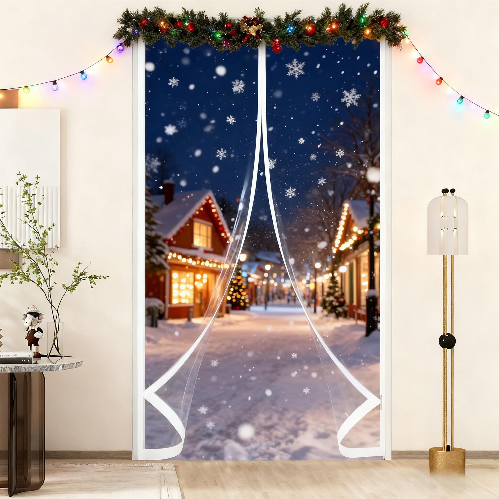 Rideau de Porte Épaississant D'Hiver 170 x 260 cm Durable, Coupe-Vent, Imperméable, Fermeture Automatique Transparent Rideau Thermique pour Cuisine, Chambre à Coucher, A