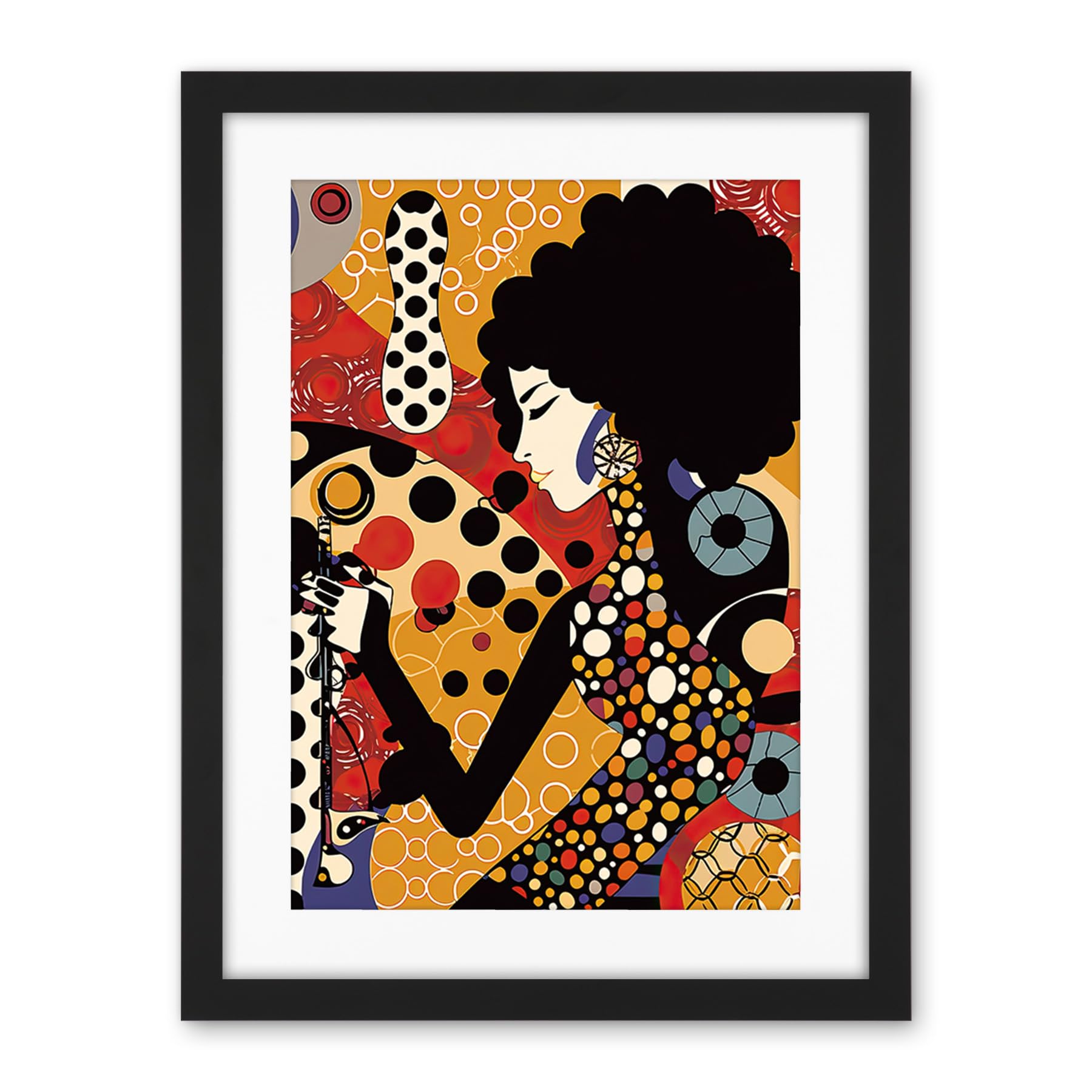 Artery8 Soul Music Singer Multicoloured Dots Pattern Artwork Framed Wall Art Print 18X24 Inch