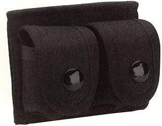 HWC Police Sheriff Security Guard Officer Black Tactical Nylon Double Rapid Speed Loader Case Duty Pouch Holder Holster with Belt Loop FITS MOST