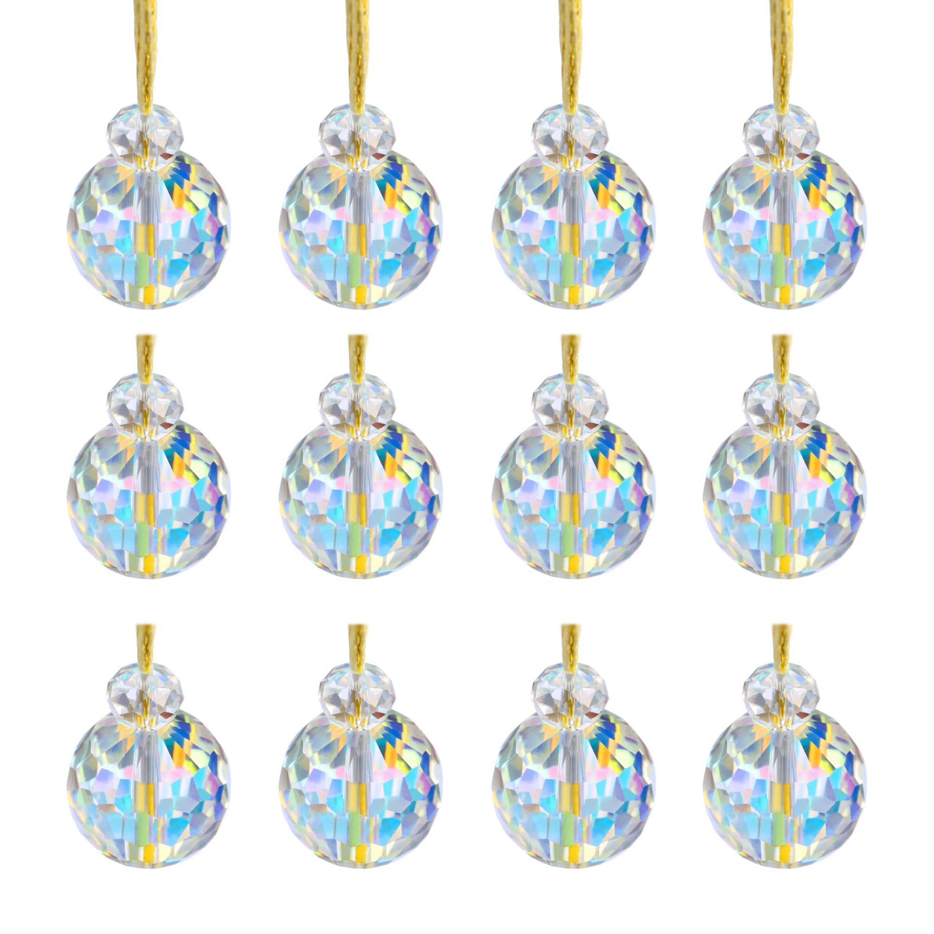 12pcs Christmas Clear Crystal Glass Ball Ornaments Holiday Craft Decoration for Christmas Wedding Home Decor (AB Colorful)