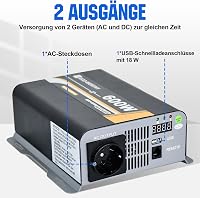 ECO-WORTHY 600W Színusz Inverter - 12V-230V Napelemes Áramátalakító Távirányítóval, Autóhoz, Lakóautóhoz, Kempingezéshez és Otthoni Napeleme 4
