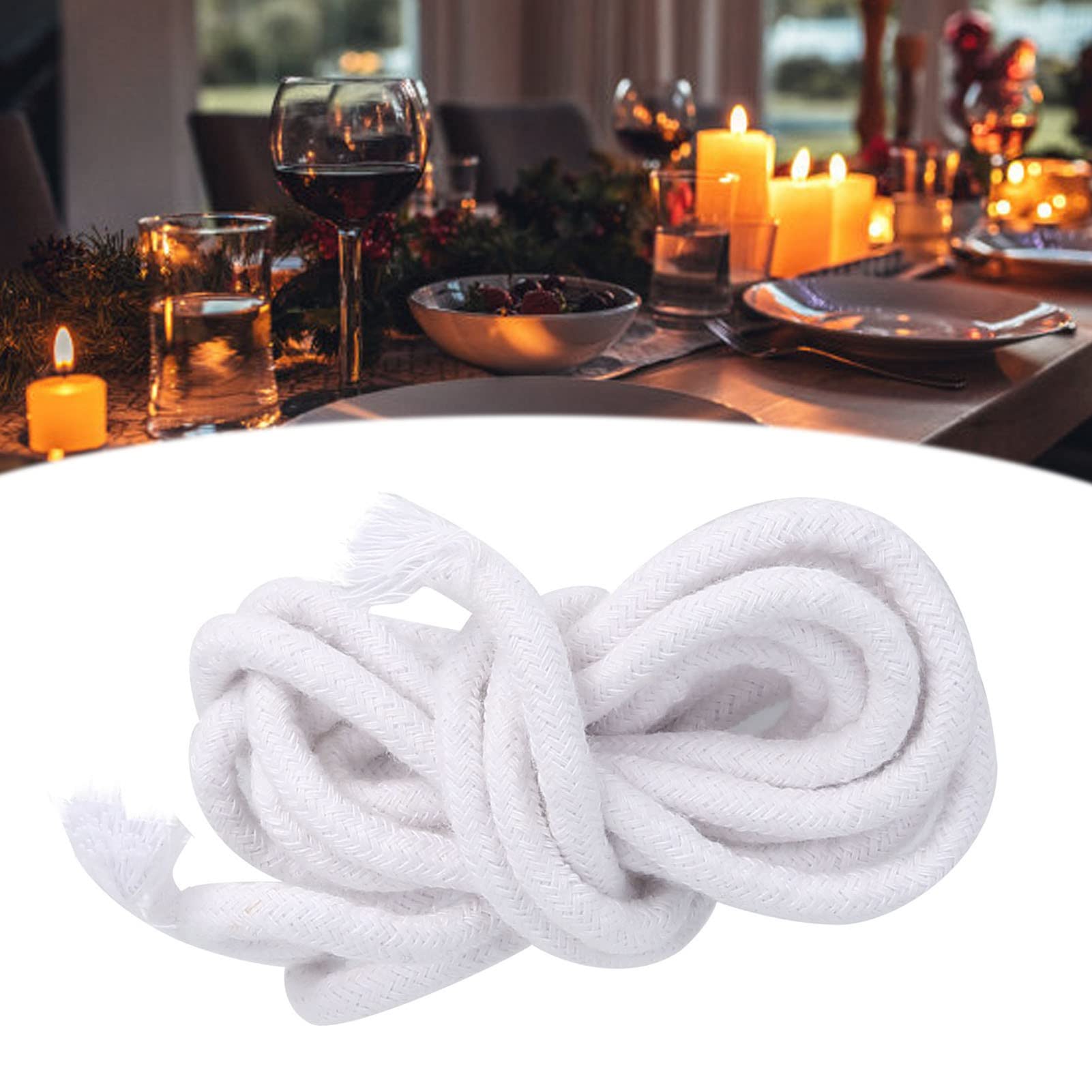 OKJHFD 6mm D'épaisseur Mèche Ronde Tressée Mèche De Bougie Coton Rond Mèche D'huile Lampe à Huile Torsion pour Faire des Bougies Bricolage Lampe à Huile