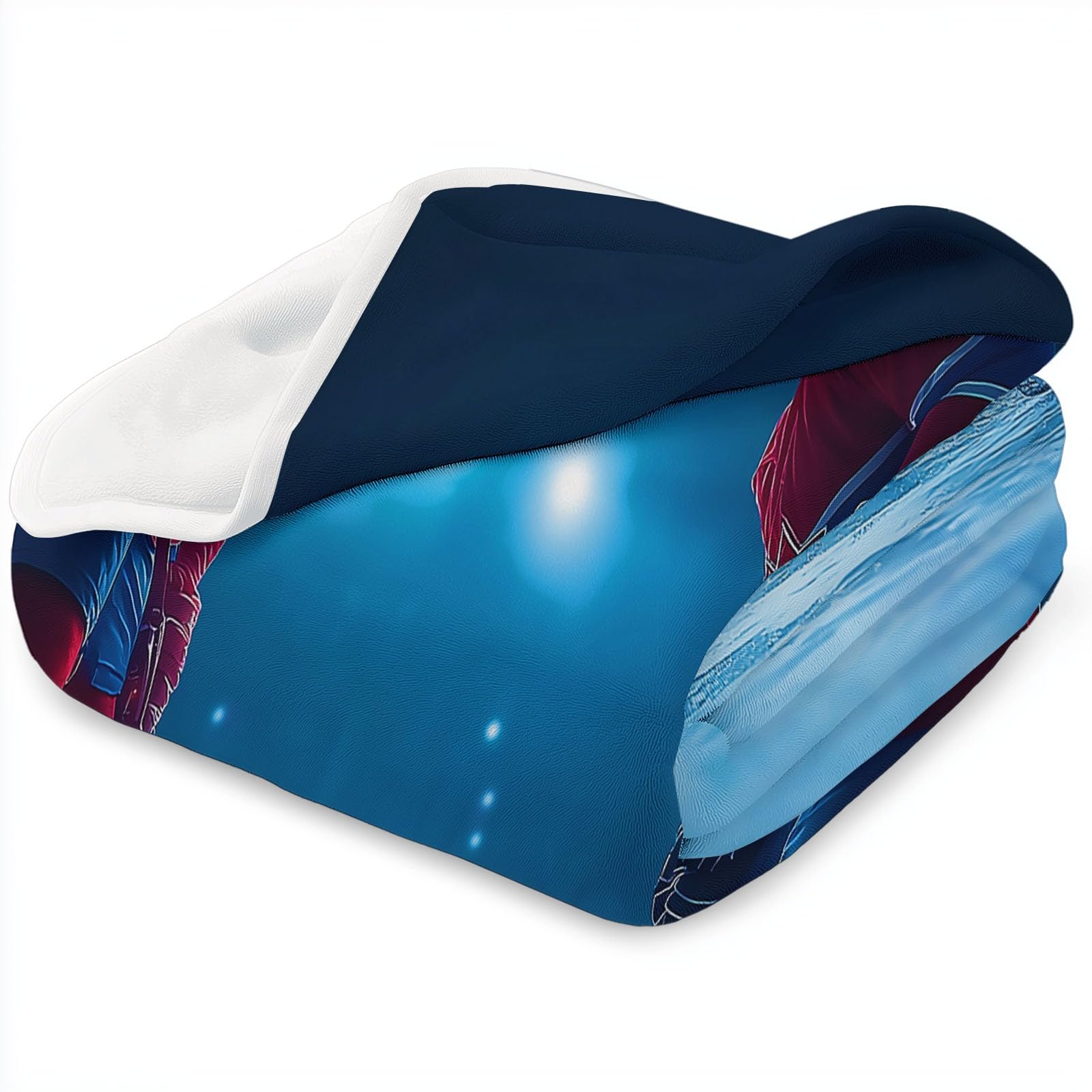 Genérico Polarowy koc flanelowy dla dzieci i dorosłych 200 x 200 cm, koce na sofę z nadrukiem surrealizm sport hokeiści - niebieski miękki ciepły ciepły oddychający lekki koc
