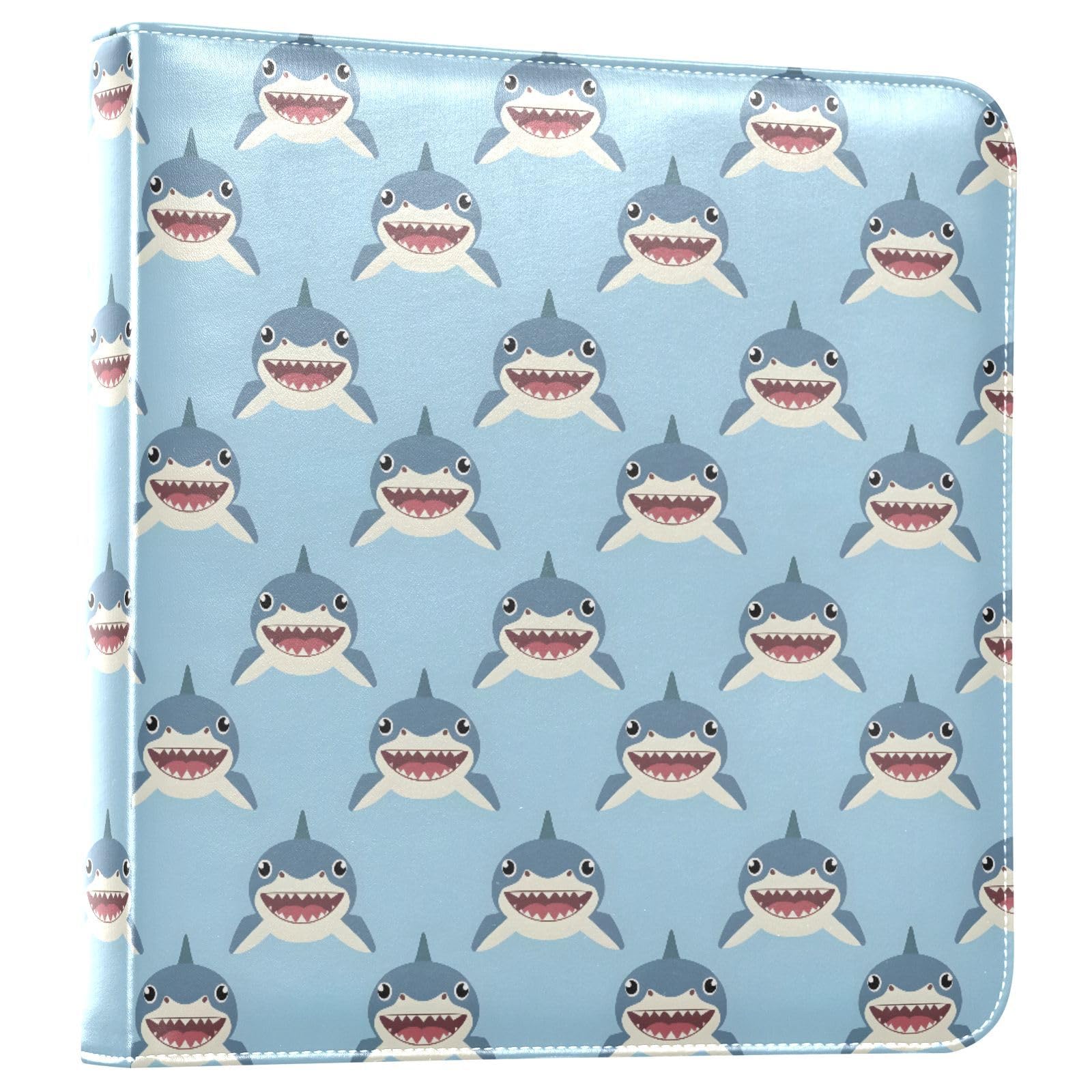 JIPONI Cute Sharks Large Photo Album, DIY Leather Cover Scrapbook Albums for 4x6 5x7 6x8 Pictures, Self Adhesive Memory Book for Wedding, Baby, Family