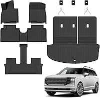 Vista 39 de Auxko Alfombrillas para todo tipo de clima, aptas para Hyundai Palisade 7 y 8 asientos 2020-2024 2025, juego de accesorios de goma de elastómero