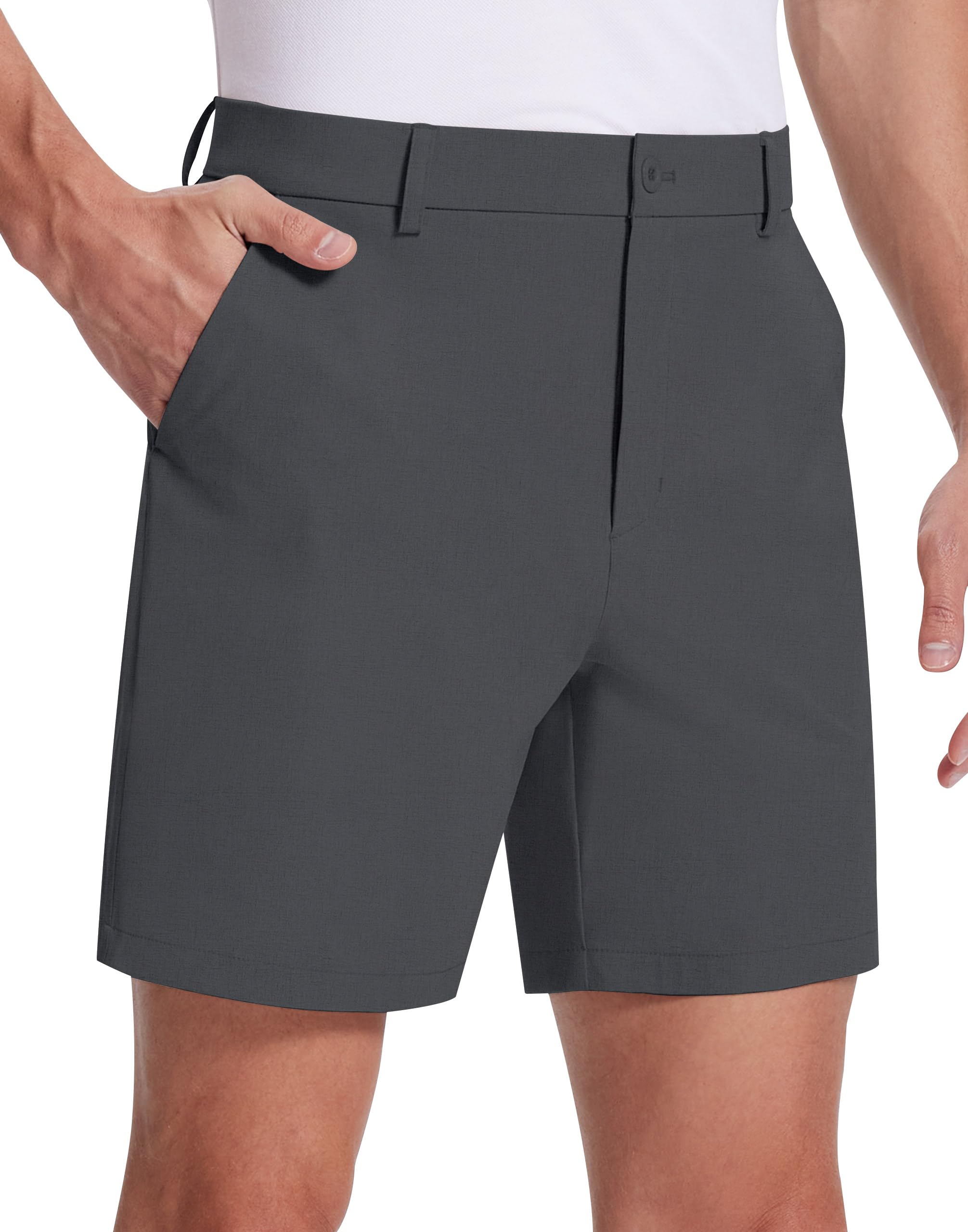SERAMY Mens Golf Dress Shorts 7 Inch Inseam Men Flat Front Lightweight Quick Dry Shorts with 5 Pockets for Casual Work