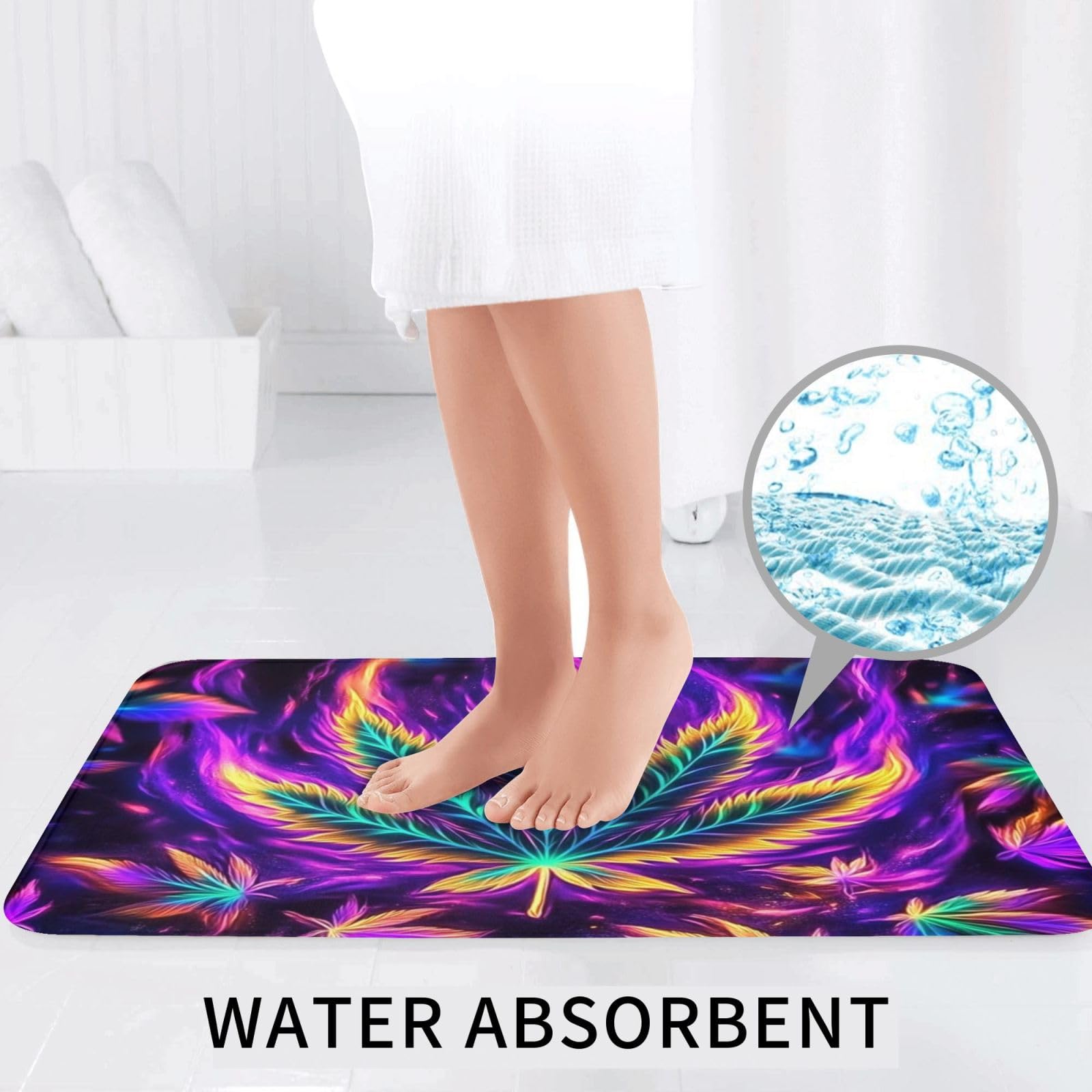 Set di 3 tappeti da bagno a forma di foglia d'acero, morbidi e assorbenti, in memory foam e a forma di U, decorazione per la casa, ad asciugatura rapida