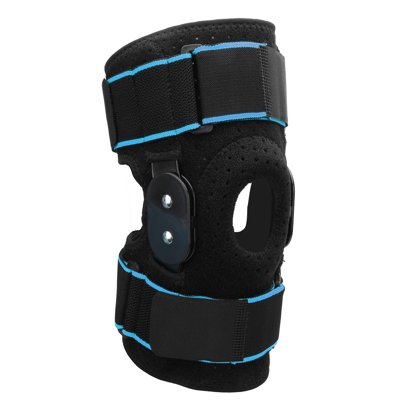 Protective Knee Pad, Foldable Aluminum Plate Shock Absorbing Anti Slip Strap Breathable Knee Brace for Running Basketball Riding (Blue)