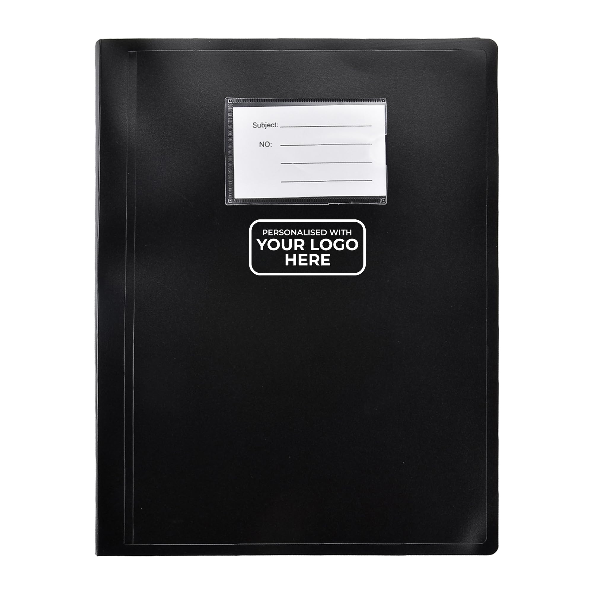 Arpan Personalised Custom Logo A4 Display Book, 104 Pockets, 208 Views, Presentation Portfolio Folder with Clear Sleeves for Students, School Projects, Choir Sheet Music, Office Documents (Black)