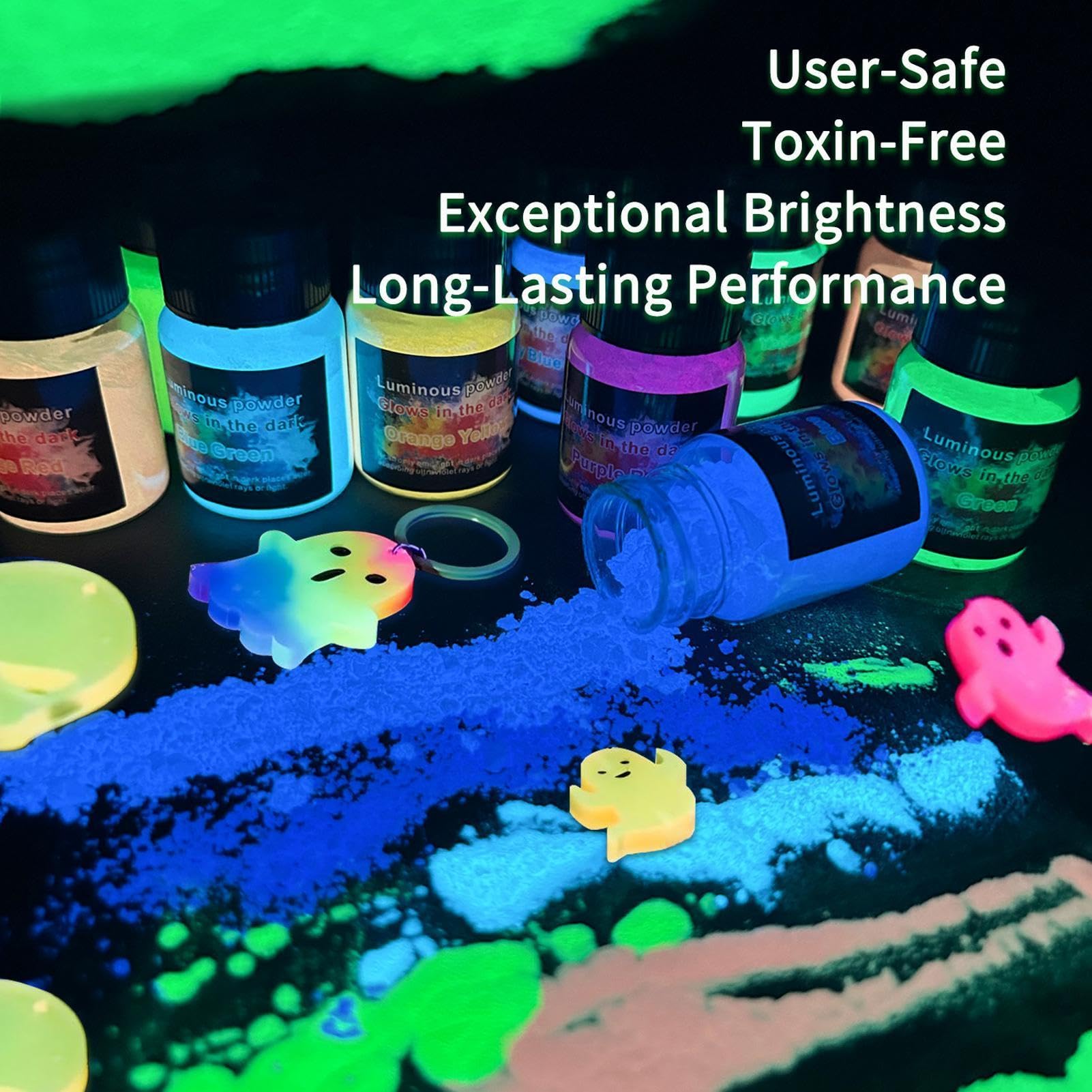 Nachtleuchtpigment 12 Farben fluoreszierender Epoxidharzfarbstoff | Nachtleuchtendes Bastelpigment Für Kunstunterricht Partys Workshops Atelier Schule Klassenzimmer Zuhause Outdoor Reisen