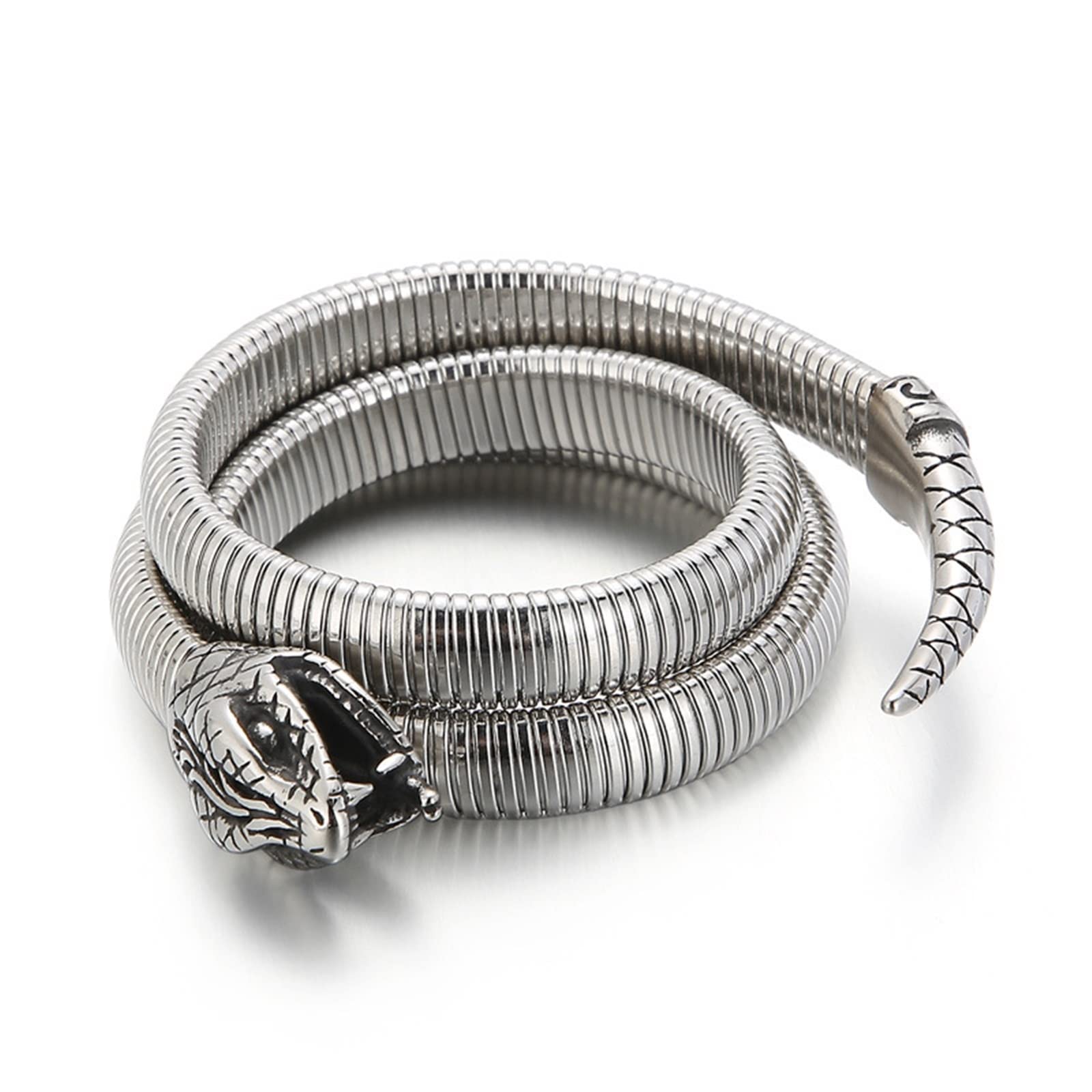 Bracciale Argento, Braccialetti Uomo Bracciale con Apertura Multigiro a Forma di Serpente Regalo di Festa Braccialetto 45cmx10mm