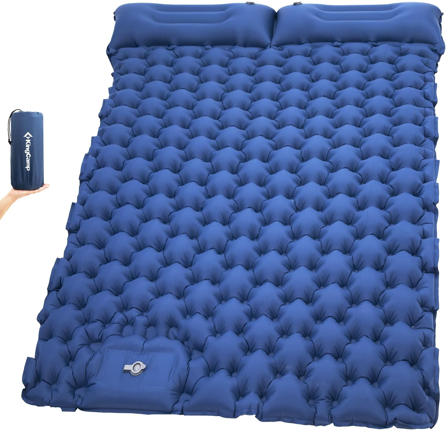 KingCamp Camping Mat, Ultralight Single/Double Self Inflating Camping Mat with Built-in Foot Pump, Connectable Inflatable Sleeping Mat with Pillow, Compact Camping Air Mattress for Backpacking Hiking