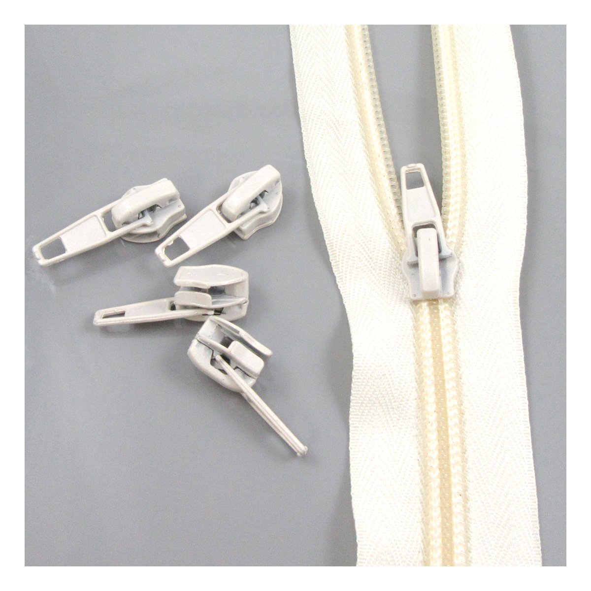 Beads4Crafts 25 METRES + 50 Sliders No.5 Continuous Zip with AUTO Lock Slider 25 Colours Zippers Cushions Upholstery (Ivory NO5103)