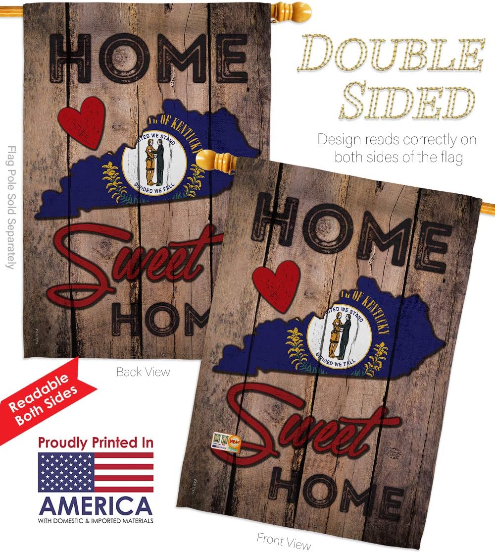 State Kentucky Home Sweet House Flag Americana States USA American Territories Republic Country Particular Area Small Decorative Gift Yard Banner Double-Sided Made In 28 X 40
