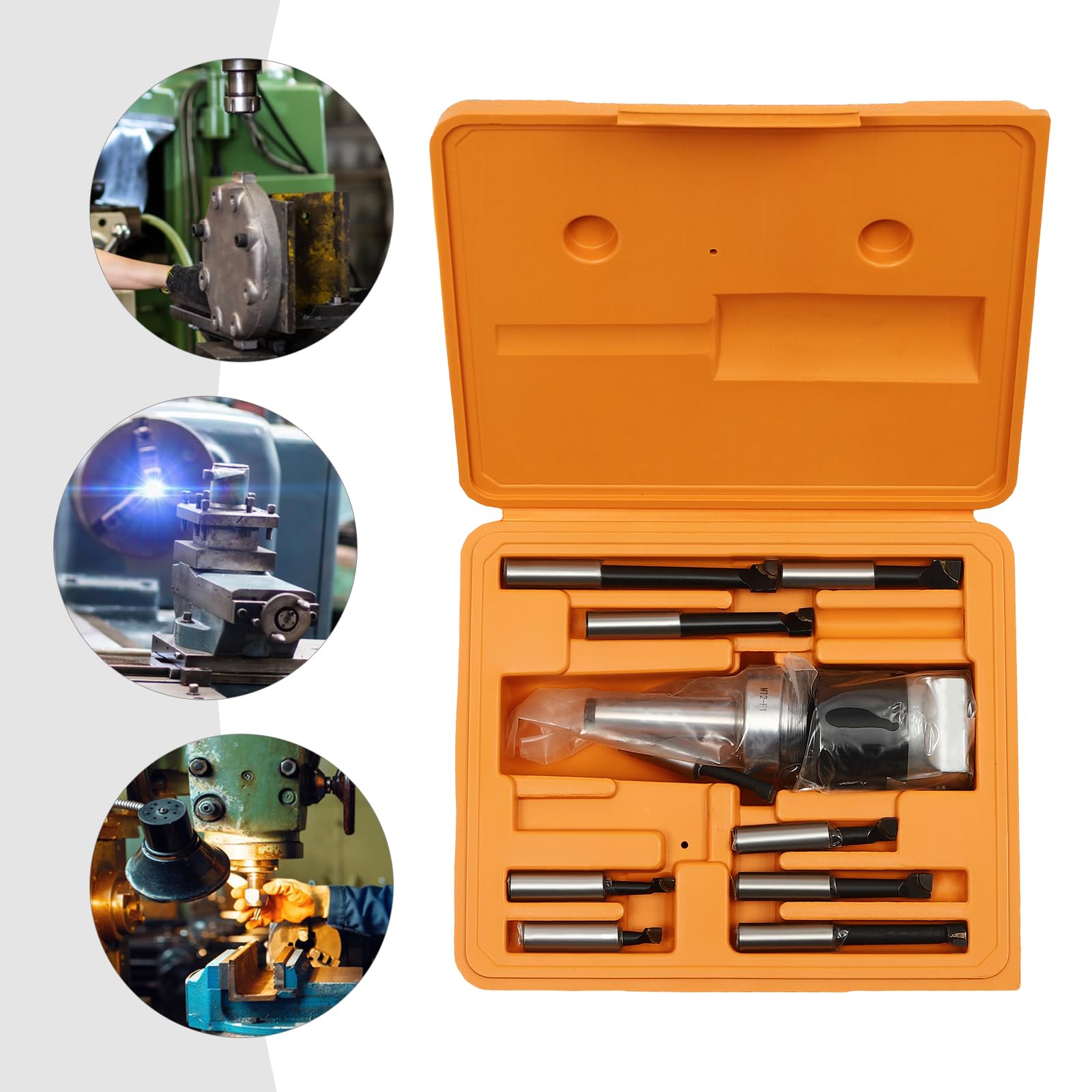 Ausdrehkopf Set, Bohrkopf-Set mit 9 Stück Langweiliger Stangen in Verschiedenen Größen M12 Gewinde Genauigkeitsbereich 0-40mm für Fräs- und Bohrmaschinen