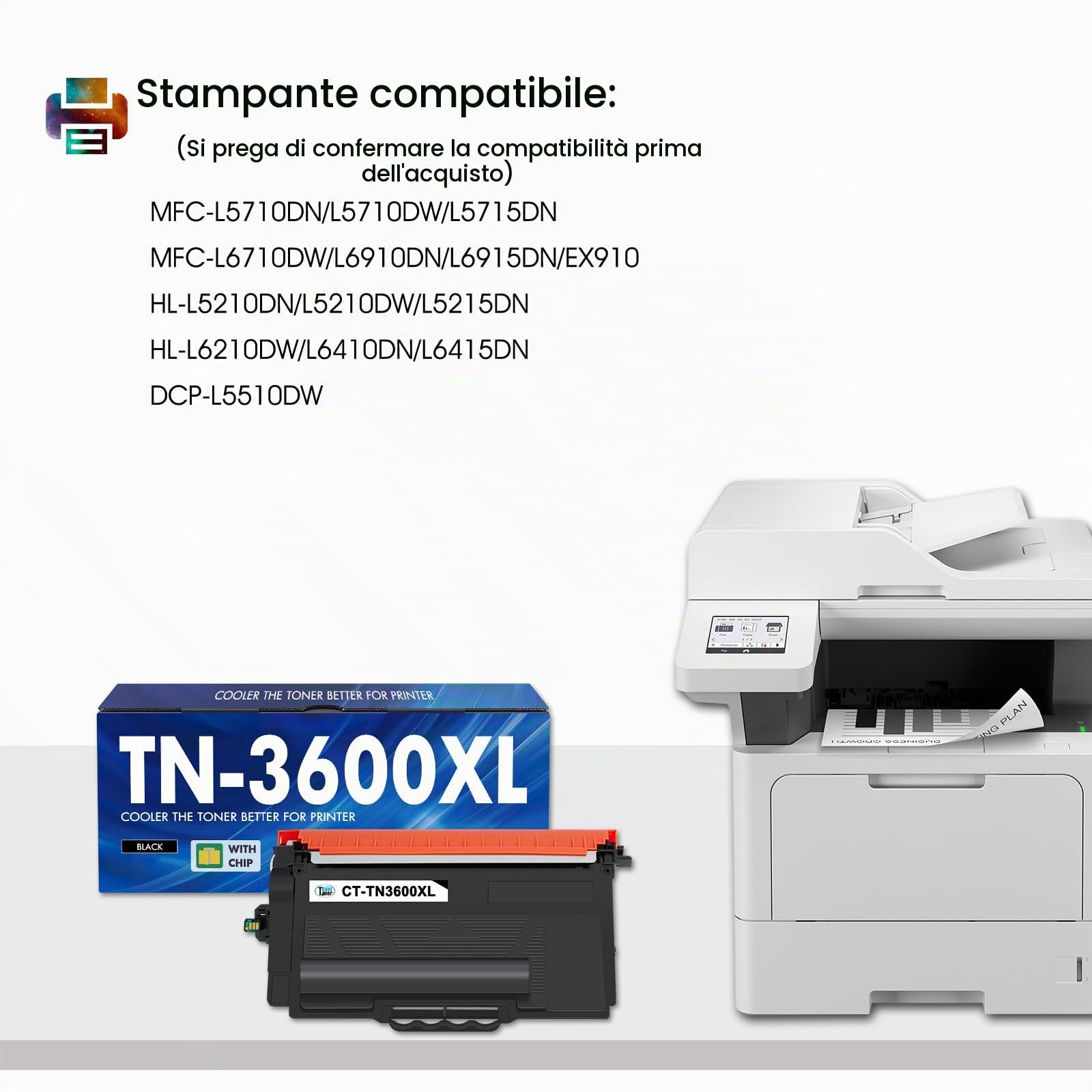 TN-3600XL TN-3600 TN3600XL TN3600 HL-L5210DN Toner Con Chip 2-Pack | Compatibile per Brother TN3600XL MFC-L5710DW MFC-L5710DN MFC-L6710DW HL-L6210DW DCP-L5510DW MFC-L6910DN HL-L5210DW HL-L5215DN