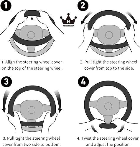 Miniatura 8 de Fundas acolchadas para volante de automóvil para mujer, de fibra de carbono, de piel sintética, accesorios interiores para vehículos, sedán,