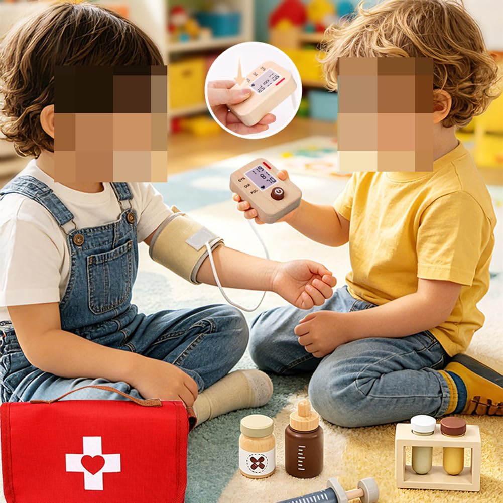 Set de Juego de Imitación de Médico de Madera, Juguete de Kit Médico para Niños