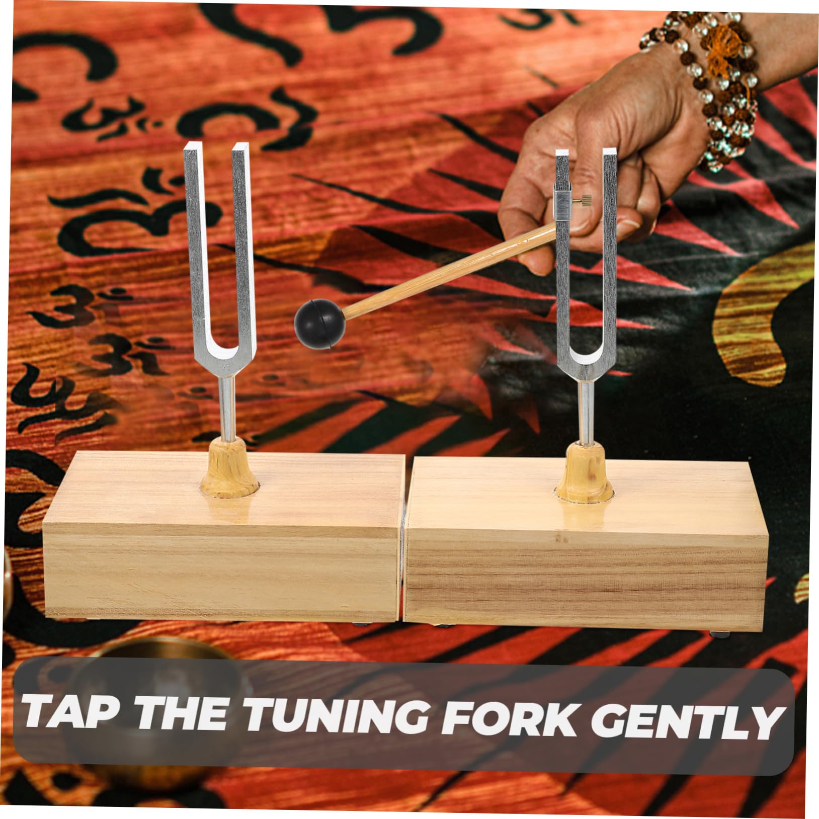 Toyvian Stimmgabel 440 Hz für Physikalische Akustikexperimente mit Hammer und Holzsockel Stabile Aufstellung Klarer Klang