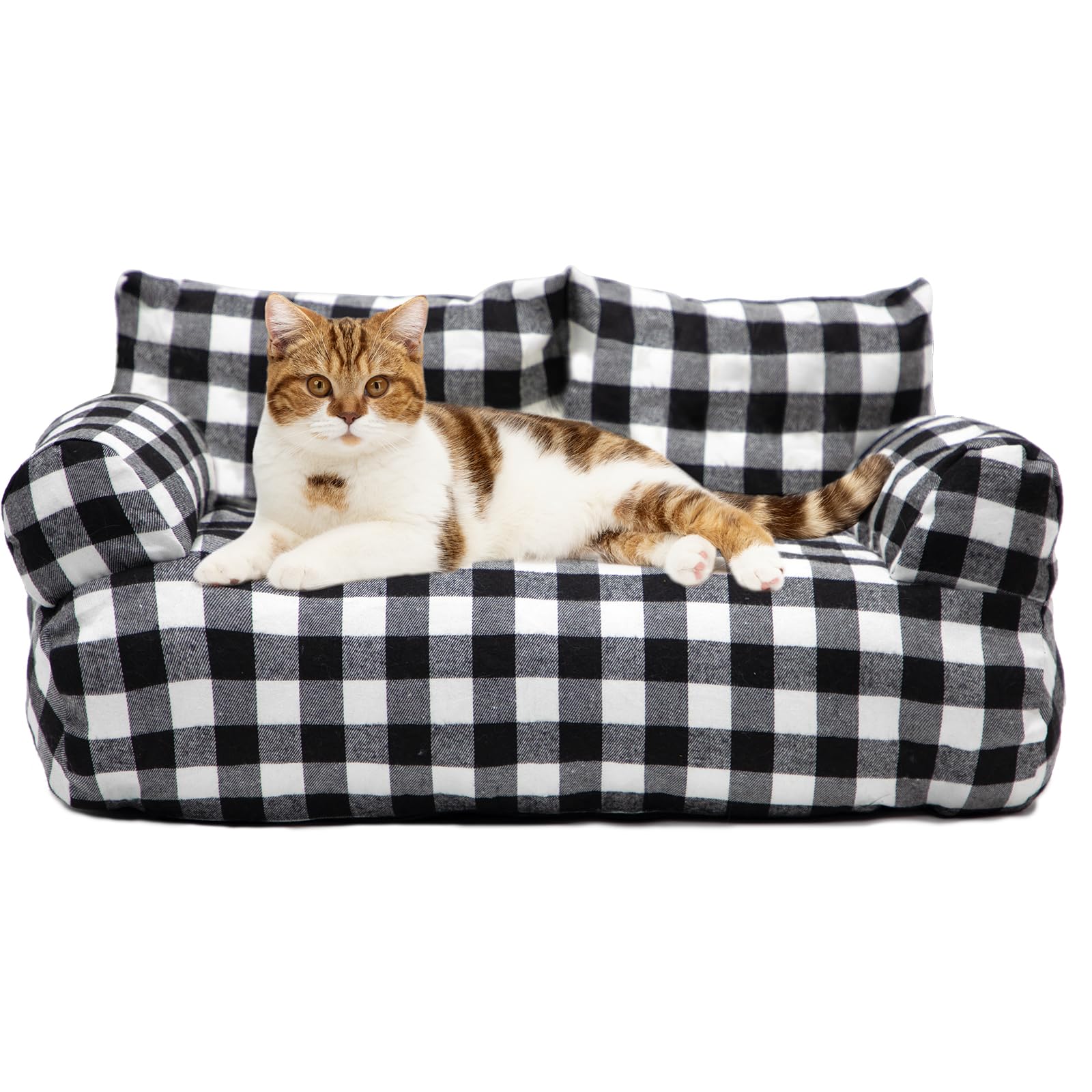 FAMIDGE Cat Couch Bed - Cat Bed for Indoor Cats, Calming Pet Sofa Puppy Sleeping Bed with Removable Washable Cover, Cute Dog Couch and Kitty Lounge