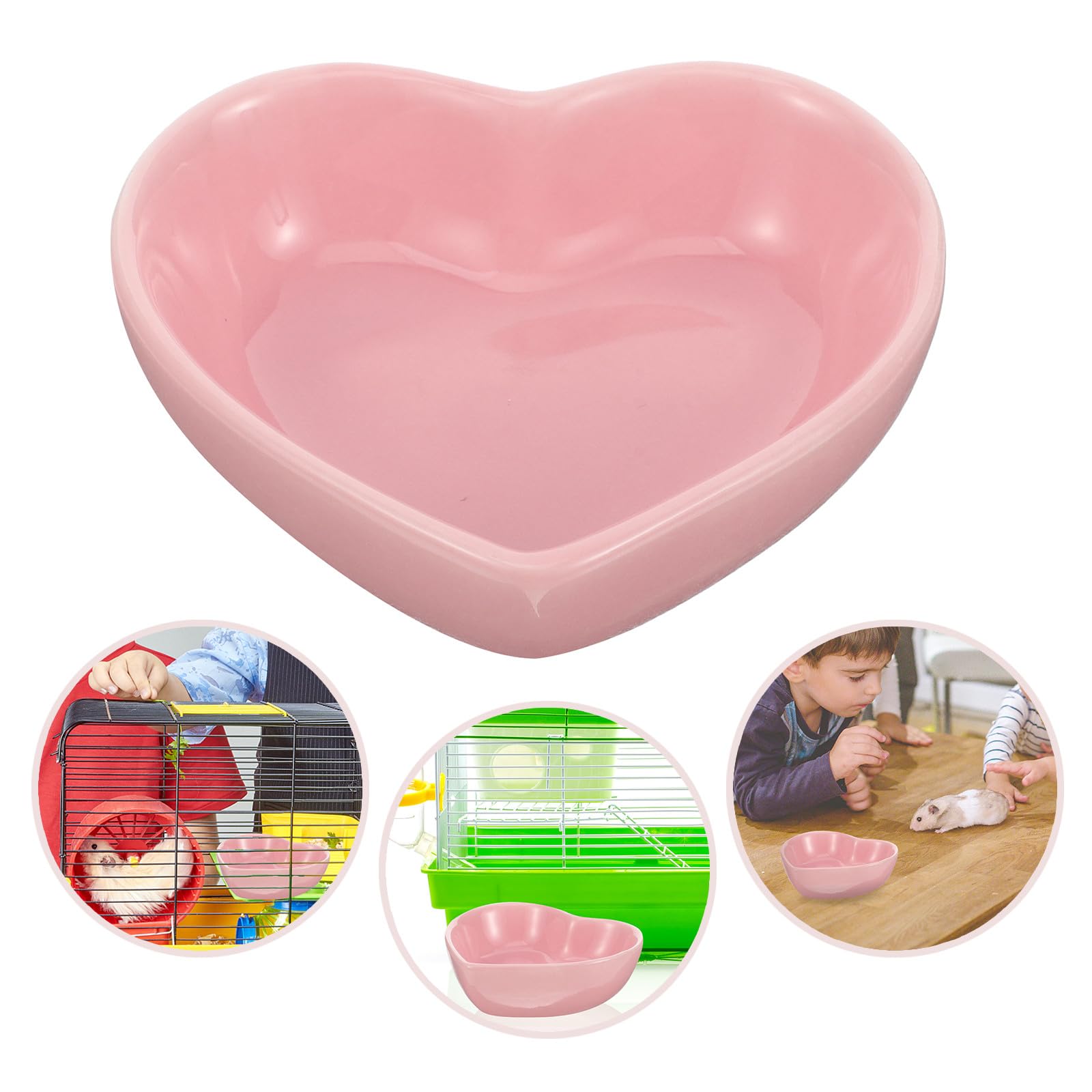 Bol pour Hamster en Céramique de Cœur Rose Résistant à l'usure Surface Lisse Accessoire pour Écureuils et Rats