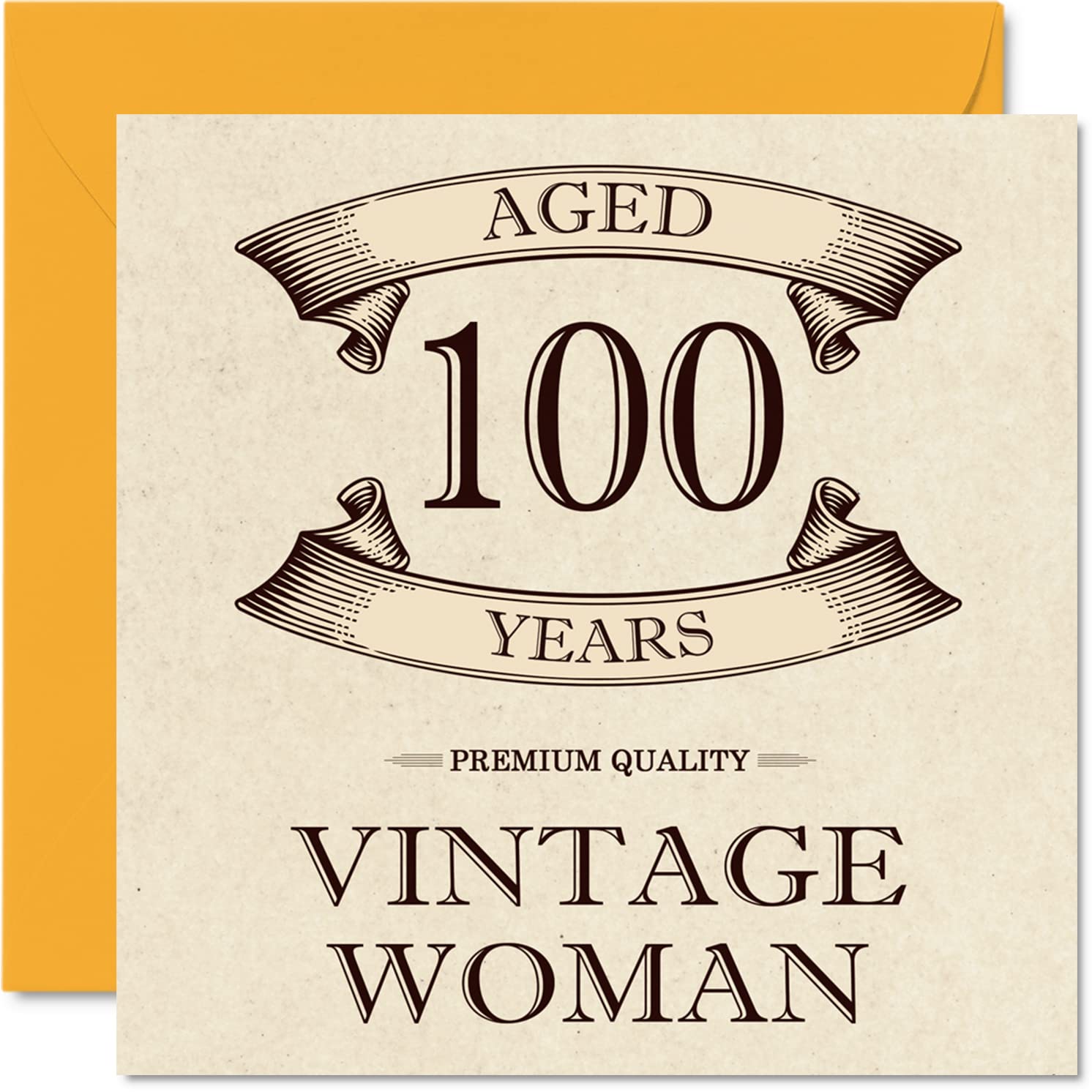 Vintage 100th Birthday Cards for Women - Aged 100 Years - Fun Birthday Card for Mum Sister Wife Granny Nanny Grandma Auntie, 145mm Ladies Greeting Cards, 100th Card