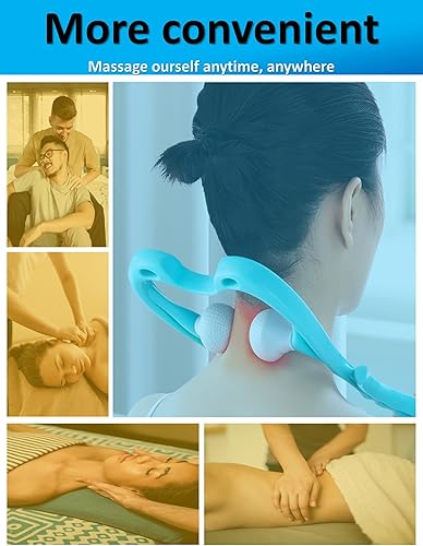 Miniatura 5 de Masajeador de cuello, punto de activación de doble presión vital, masaje profundo Shiatsu, herramienta manual de masaje de rodillo de mano, regalo
