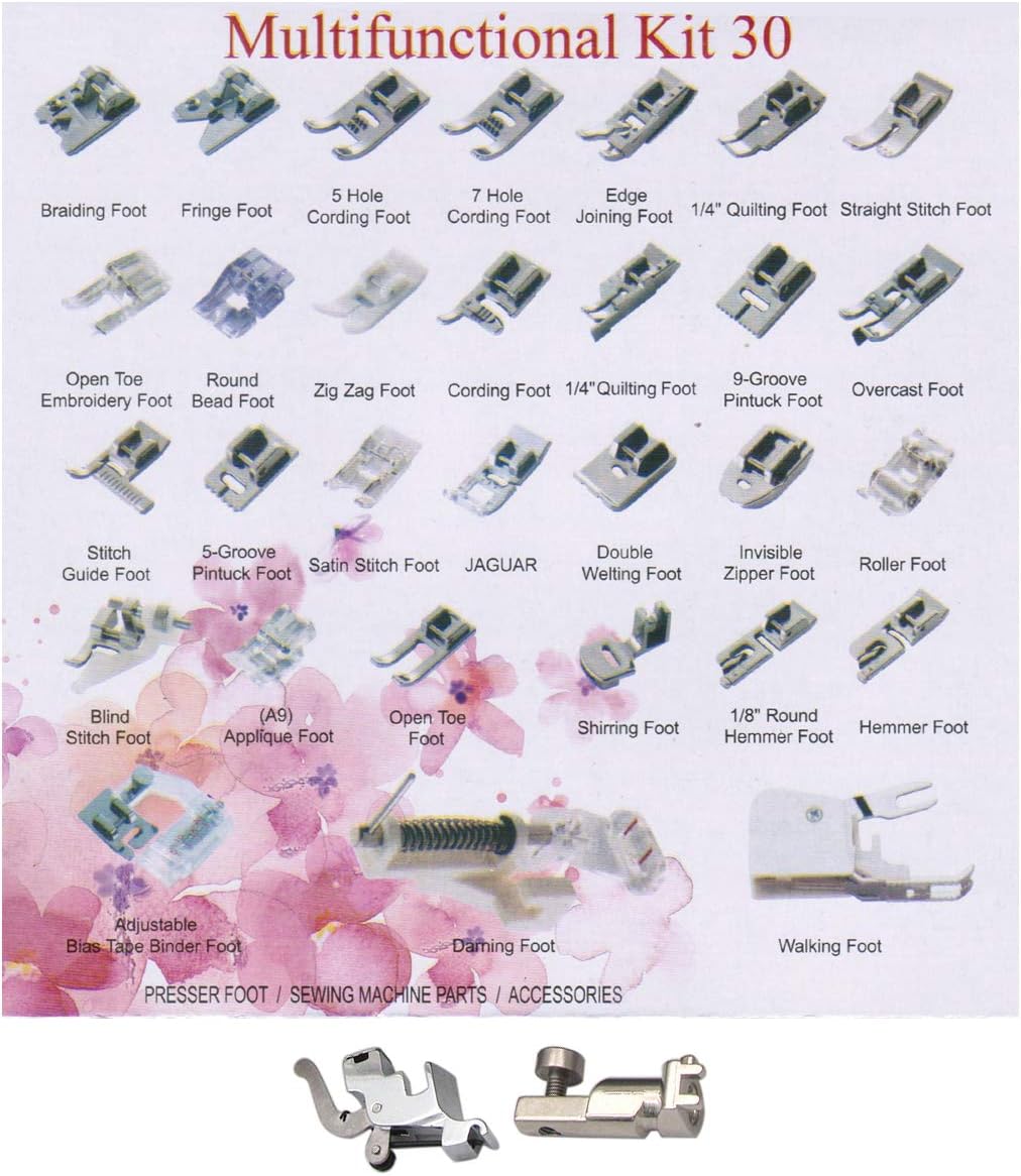 CKPSMS Brand - #KP-19024+CY-7300L+001947.70.00 Presser Foot Set (in Total 32 Pieces) Compatible with BERNINA Old Style Machine 530 730 830+