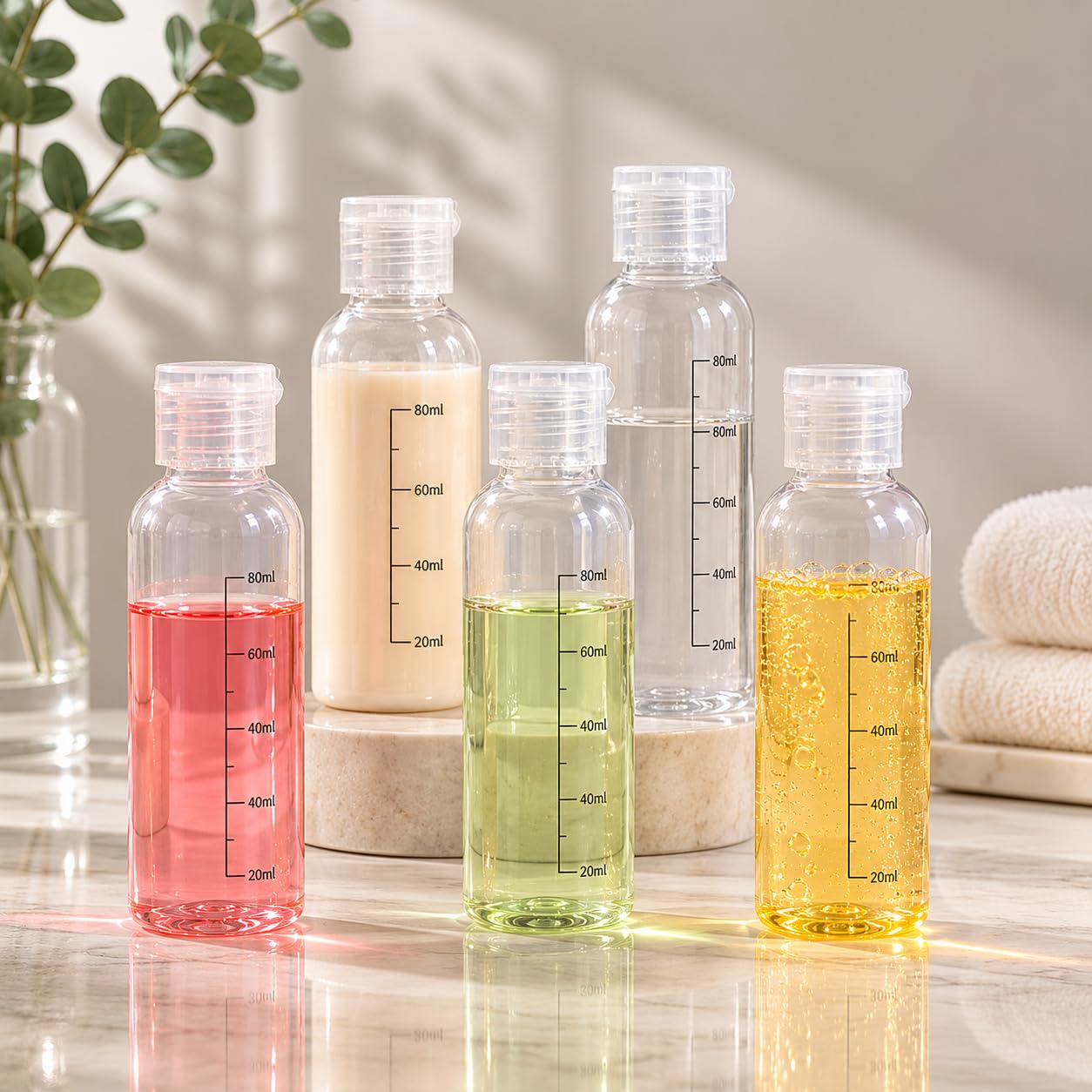 Set Borsa da Toilette Trasparente e Bottigliette da Viaggio per Aereo,4 PCS flaconi da viaggio aereo 100ml & flacone spray vuoto da viaggio, Contenitori Liquidi bottiglie per Shampoo Lozione Cosmetici