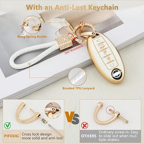 Miniatura 5 de PIFOOG Funda para llavero para Nissan de 5 botones, funda para llaves de automóvil, accesorios para Altima Rogue Pathfinder Sentra Maxima Murano