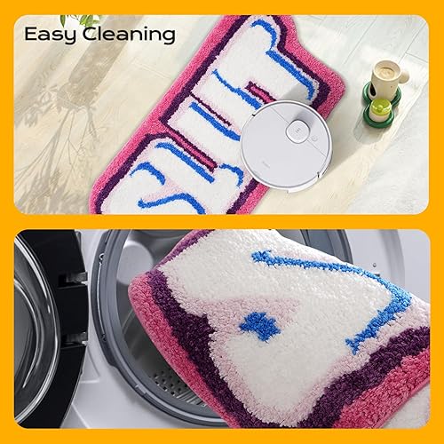 Miniatura 5 de COMBLUE Funky Rugs - Alfombra de felpa suave y absorbente de 36 x 36 pulgadas, alfombra decorativa de felpa fresca para baño, alfombra de baño suave