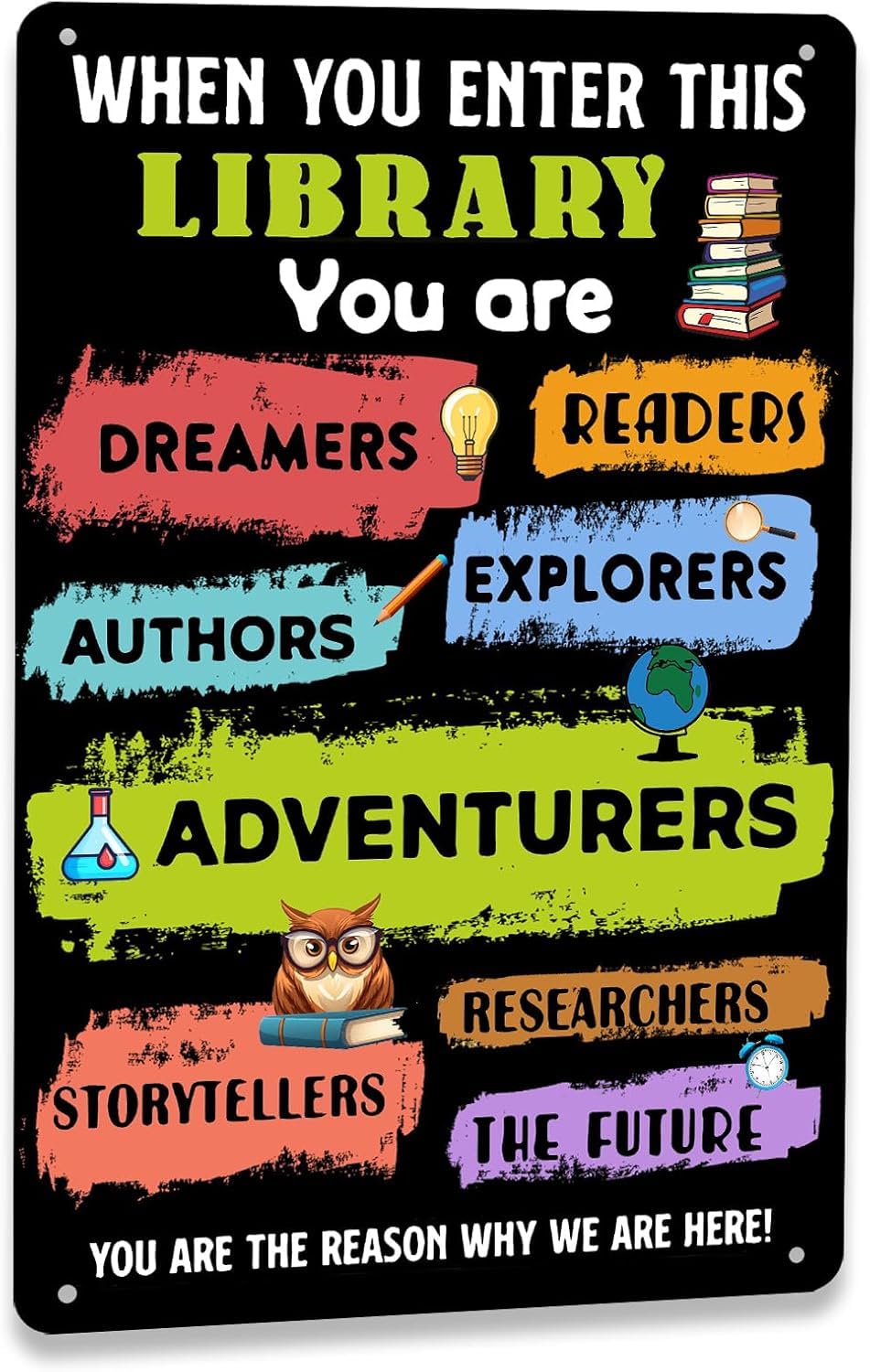 SMAZDFXX Funny Metal Signs When You Enter This Library Tin Sign Home School Classroom Reading Room Inspirational Christmas Wall Art Poster 5.5"x8"