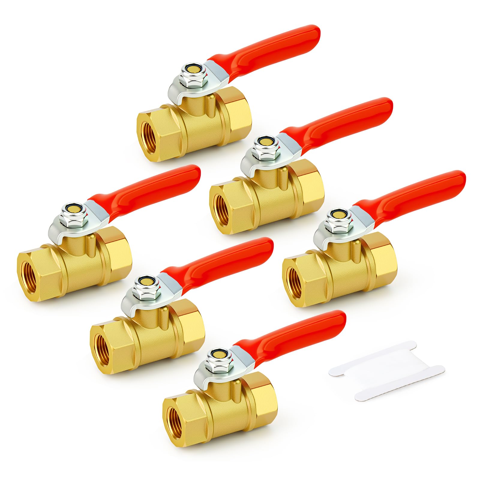 GASHER 6PCS 1/8 Inch Brass Mini Ball Valve, Shut Off Valve, 1/8 Inch FNPT Thread Pipe Fitting