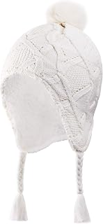 Toddler Boys Girls Sherpa Lined Knit Kids Hat with Earflap Winter Hat