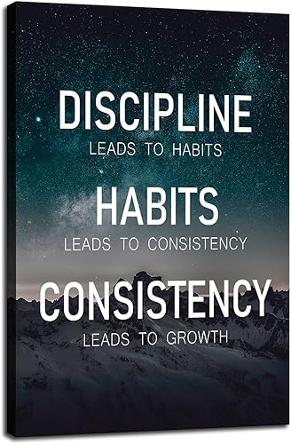 Discipline Habits Consistency Growth - Póster motivacional para pared, póster inspirador, impresiones en lienzo para oficina, decoración moderna del
