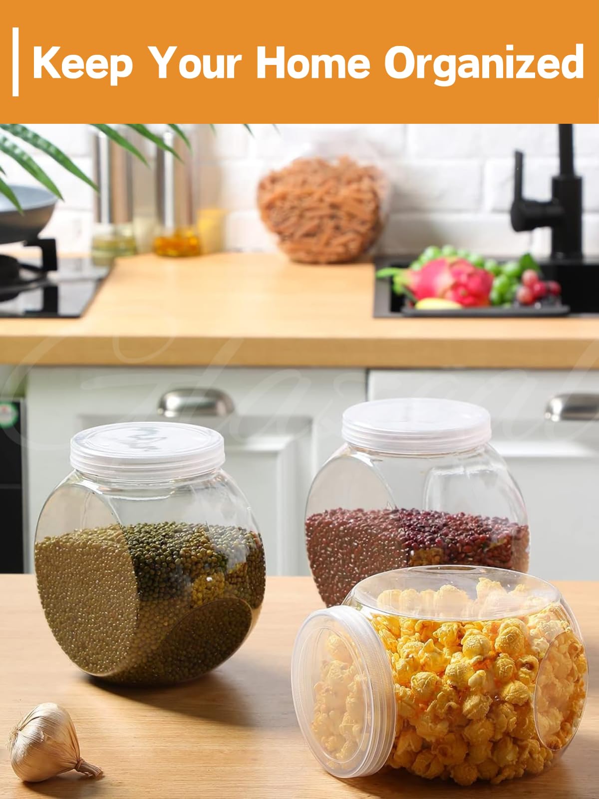 4 barattoli in plastica per caramelle da 1500 ml, con coperchio e cucchiai, set di barattoli in plastica trasparente con etichette e penna per caramelle, buffet, caffè, contenitori per