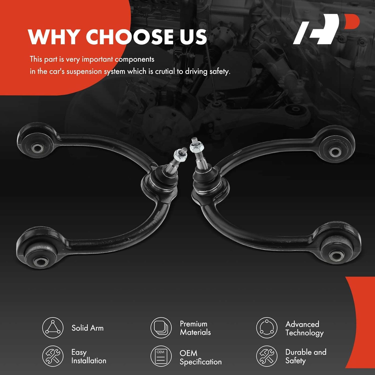 A-Premium 2 x Front Upper Control Arms, with Ball Joint & Bushing, Compatible with Jeep Grand Cherokee 2005-2010, Commander 2006-2010