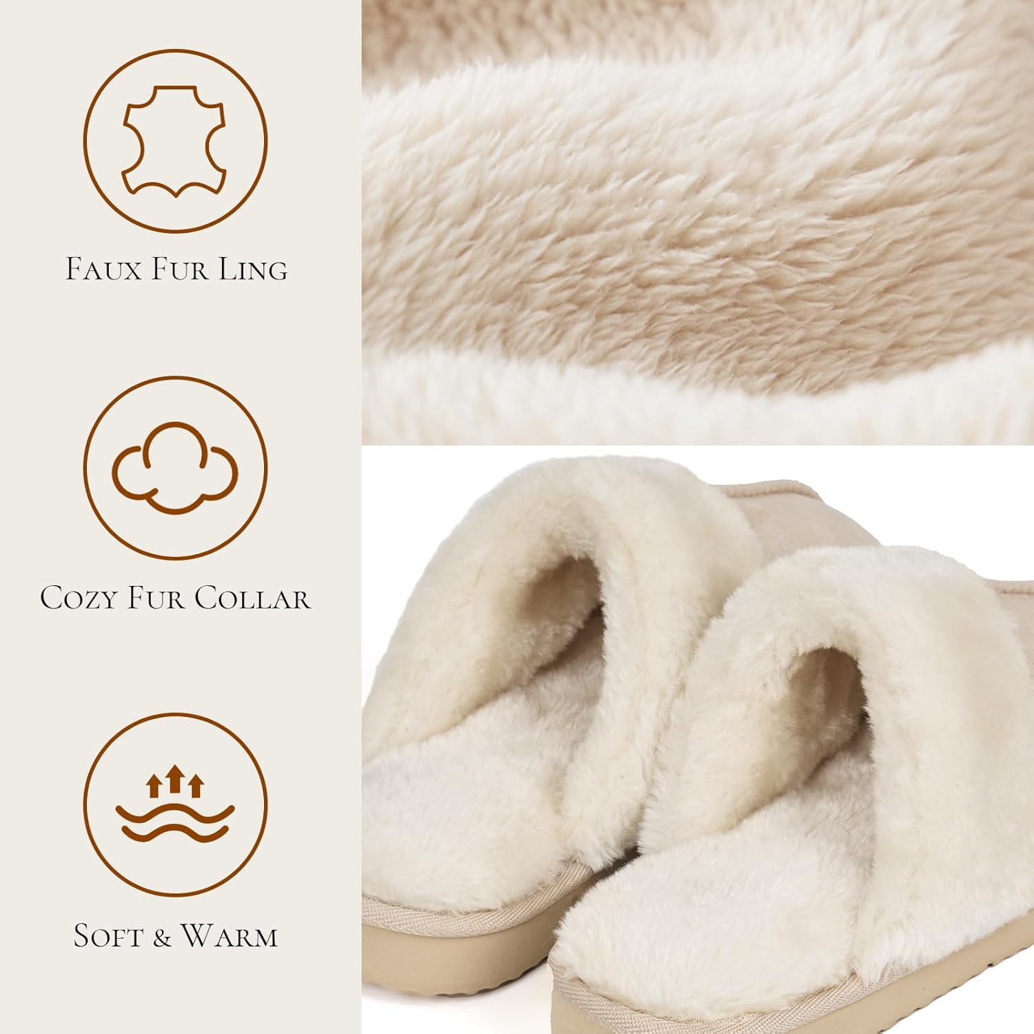 OOW Fuzzy Slippers for Women Cozy Faux Fur House Shoes Winter Warm Memory Foam Slippers for Indoor and Outdoor - Image 5