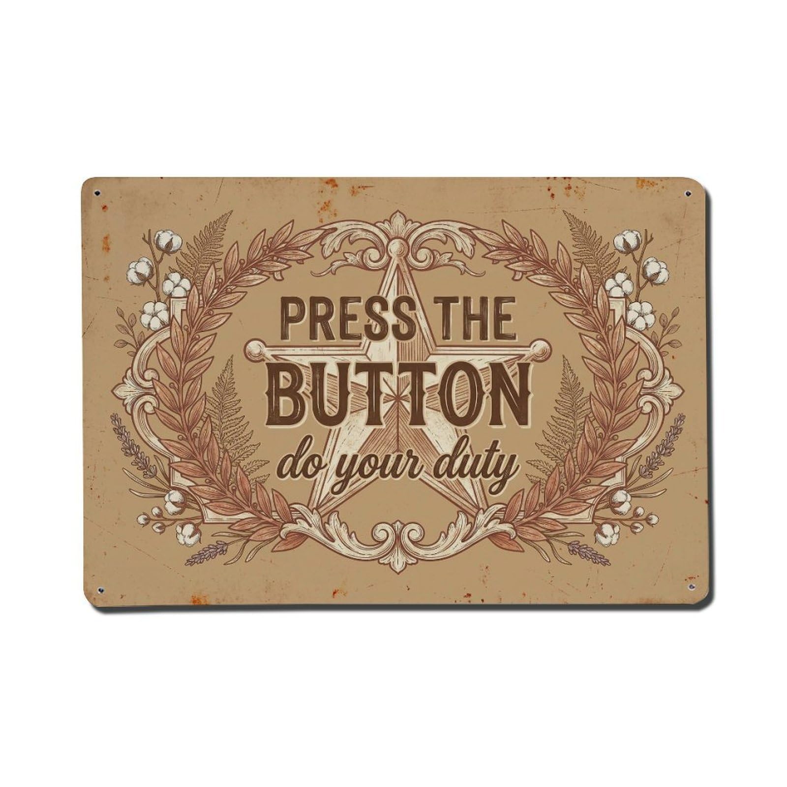 Olhnbad Style Press The Button Do Your Duty Toilet Humor Metal Tin Sign