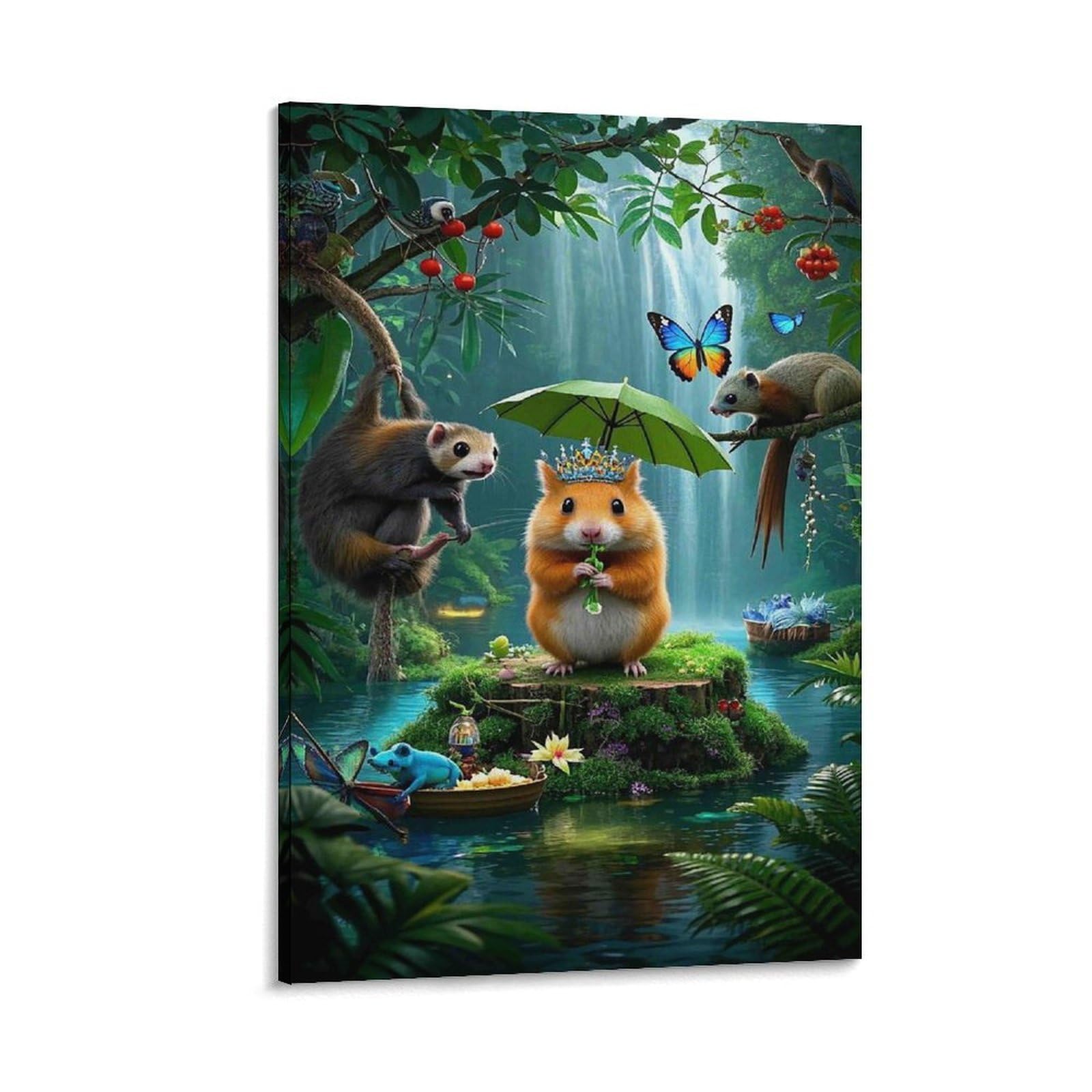 DHBANEIOK Fantasy Forest Scene Poster Artwork Canvas Prints Picture Modern Canvas Wall Art Picture Wall Hanging for Bathroom Wall Decor 20x30inch(50x75cm)