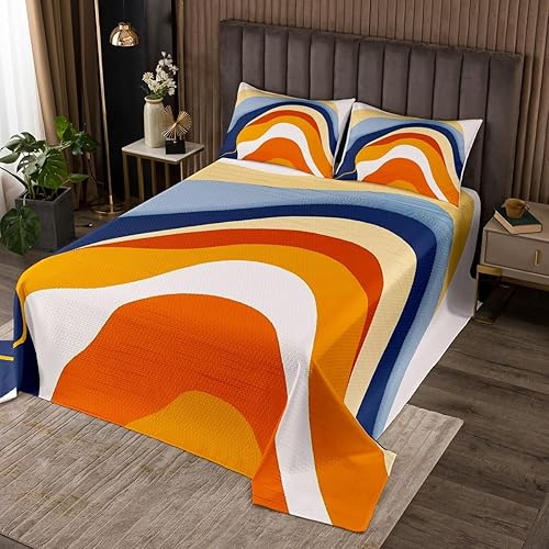 Miniatura 5 de Erosebridal Juego de colcha abstracta de olas marinas tamaño Queen, juego de ropa de cama moderno y minimalista, juego de ropa de cama de verano y