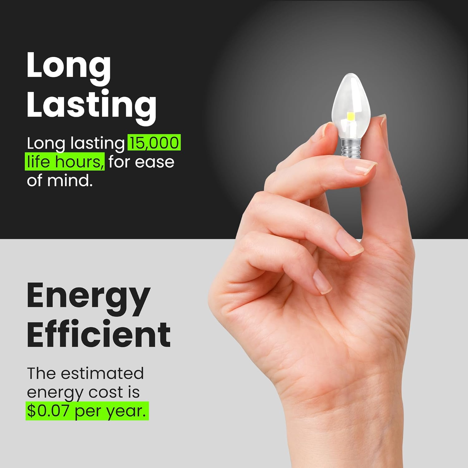 Feit Electric BPC7/LED 0.6 Watt Non Dimmable C7 Candelabra Base, Clear, LED Night Light Bulb, 2-Bulb, 4000K Cool White - Image 6