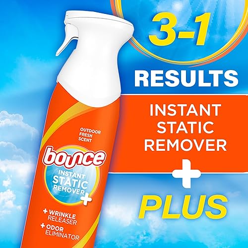 Miniatura 5 de Bounce - Spray antiestático, 3 en 1: Elimina la estática al instante, reduce arrugas al instante, eliminador de olores y spray refrescante para