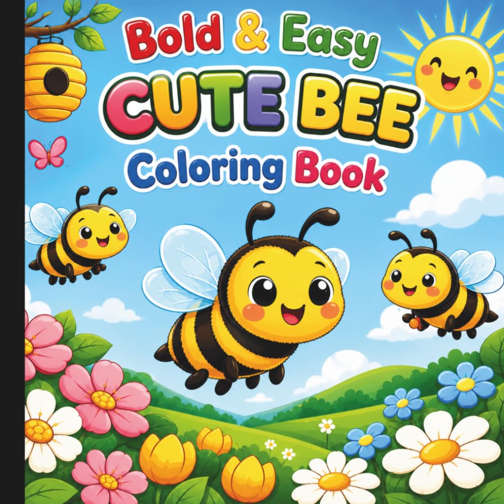 Bold And Easy Cute Bee Coloring Book: Bee Coloring Book For All Ages