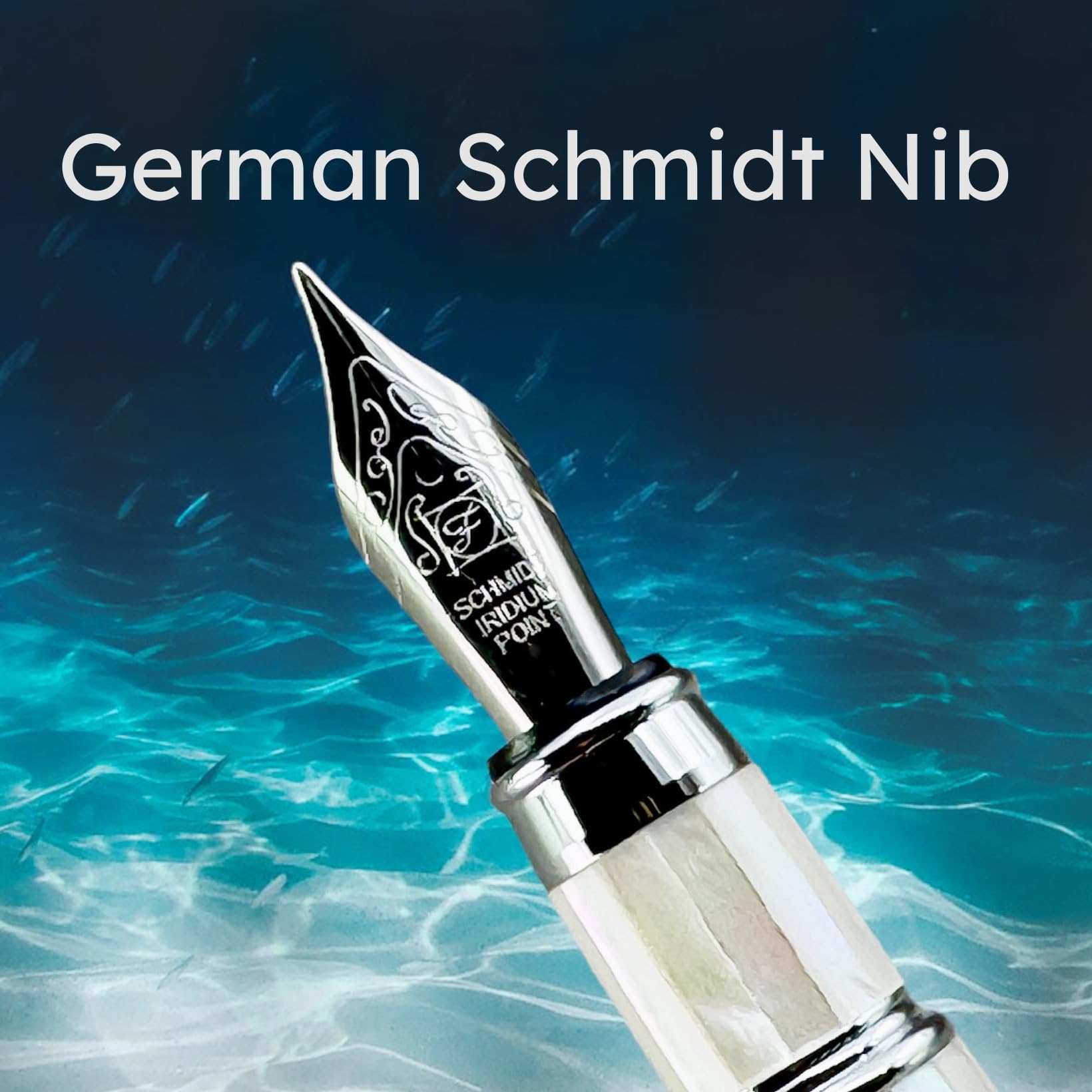 LACHIEVA - Penna stilografica in madreperla con punta fine, fabbricata in Germania. Penna di lusso per ogni giorno festivo. Bella scrittura a mano, set regalo per uomini e donne (bianco perla)