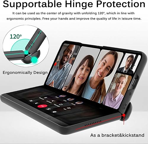 Miniatura 2 de Miimall Funda compatible con Samsung Galaxy Z Fold 4 con S Pen, protector de pantalla frontal, diseño de rayas verticales, funda con bisagras para