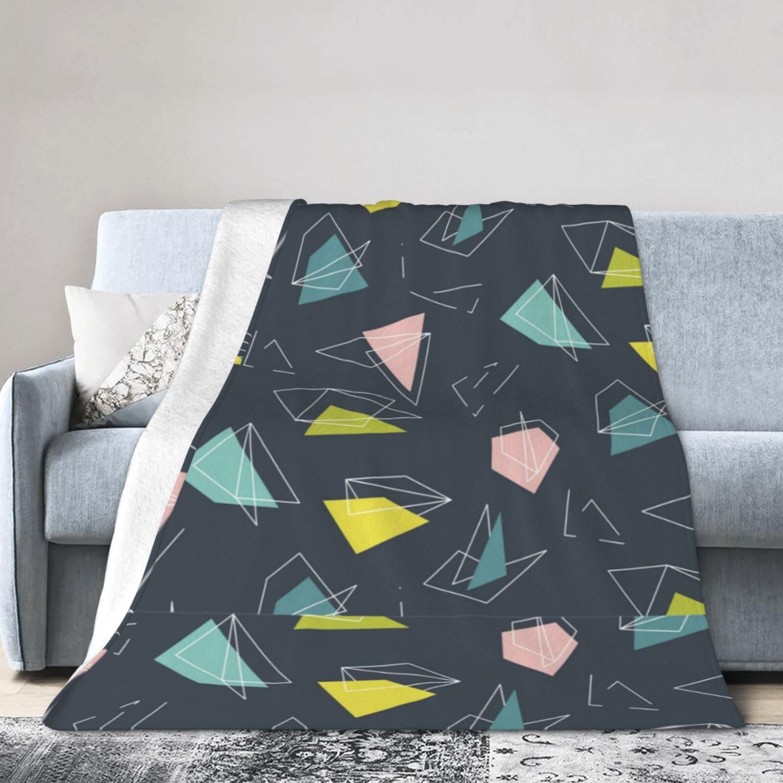 Noble Ren Colorful Geometry Ultra-Soft Micro Fleece Blanket Winter Warm Soft Lannel Fleece Throw Blanket For Couch Sofa Bed 40"X30"