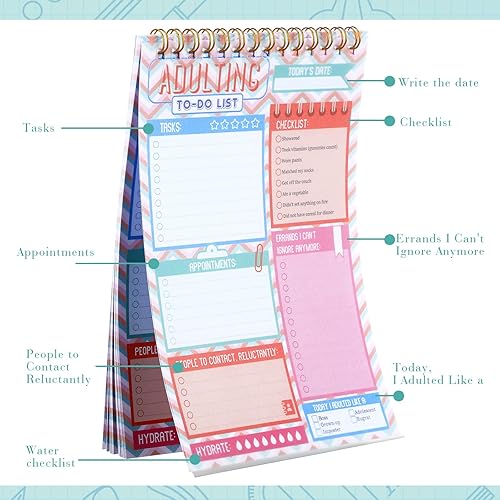 Miniatura 4 de Glenmal Paquete de 6 blocs de notas de lista de tareas pendientes sin fecha de tareas, planificador diario, bloc de notas para adultos, estudiantes,